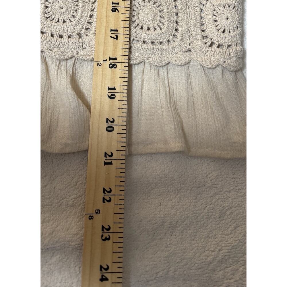 Cream Gauze/Crochet Shirt Boho Ren Festival Cottage Coquette Cotton Size L - Picture 7 of 7